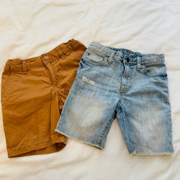 Cat & Jack Boys Shorts Bundle -Brown Khaki Chino & Light Distressed Denim Size 7 - Picture 10 of 10